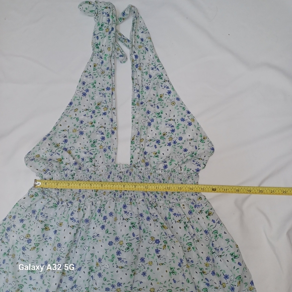 Aerie Women Dress Size L Blue Sequin Tiered Halter Dress - Picture 12 of 16